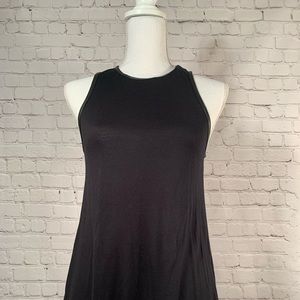 Leather Trim Sleeveless Top w Zipper